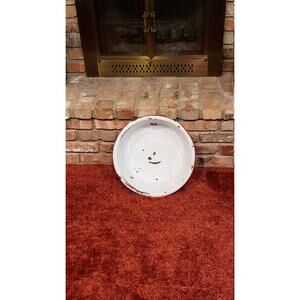 Vintage Enamelware Basin, Large Round, Farmhouse Primitive, Country Rustic